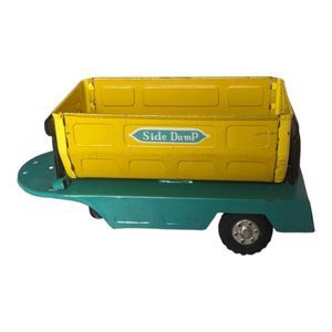 Vintage Tin Litho Japan SIDE DUMP Metal Diecast Toy Trailer ONLY